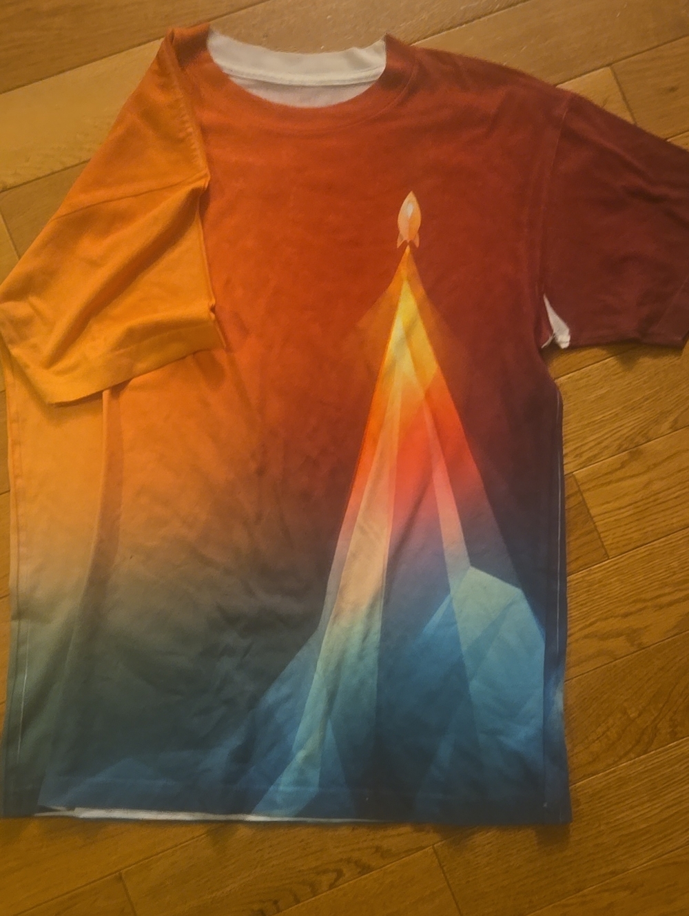 Mens Gradient Rocket Graphic Tee - Orange Blue